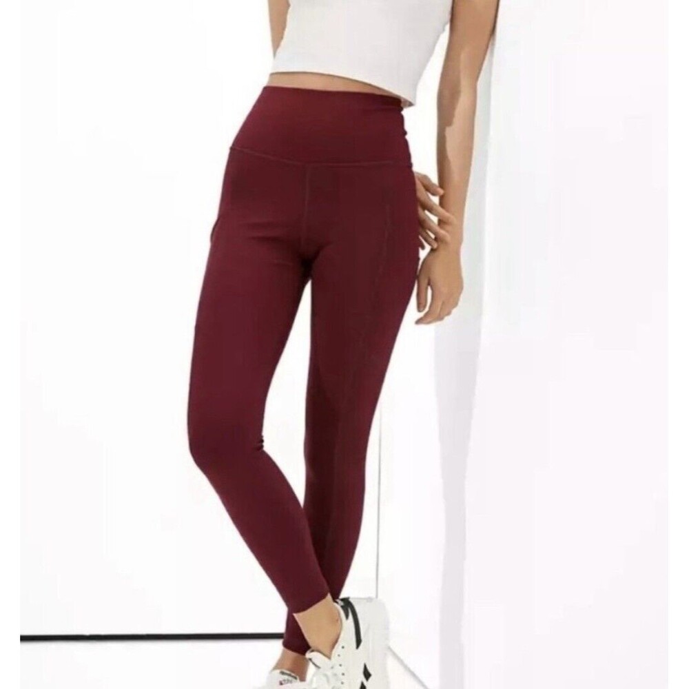 AMERICAN EAGLE Everything Pocket Leggings Maroon Red Women's SIZE XS NWT‎